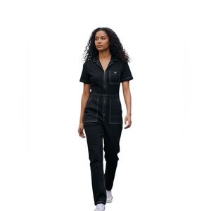 RVCA Black Women's Jumpsuit with White Stitching L New
